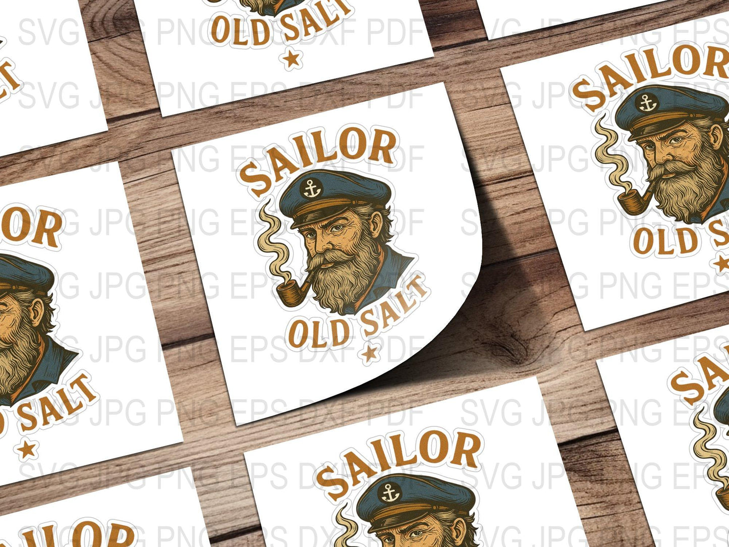 Vintage Sailor Stickers, Nautical Old Salt Captain Decals, Retro Marine Boat Decor, Perfect Gift for Sea Lovers