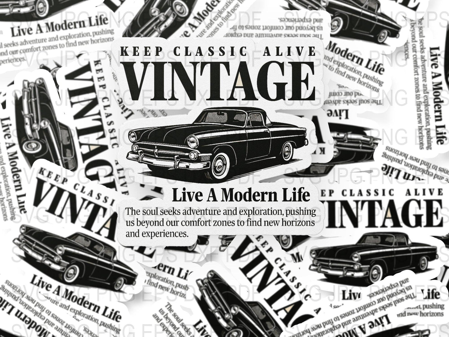 Vintage Car Poster, Classic Car Art Print, Retro Automobile Wall Decor, Black and White Motivational Quote