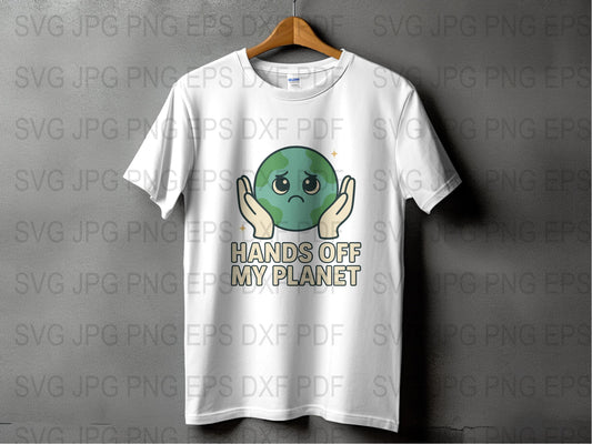 Cute Earth Day T-Shirt, Hands Off My Planet, Eco-Friendly Graphic Tee, Unisex Adult Clothing, Environmental Activism Shirt