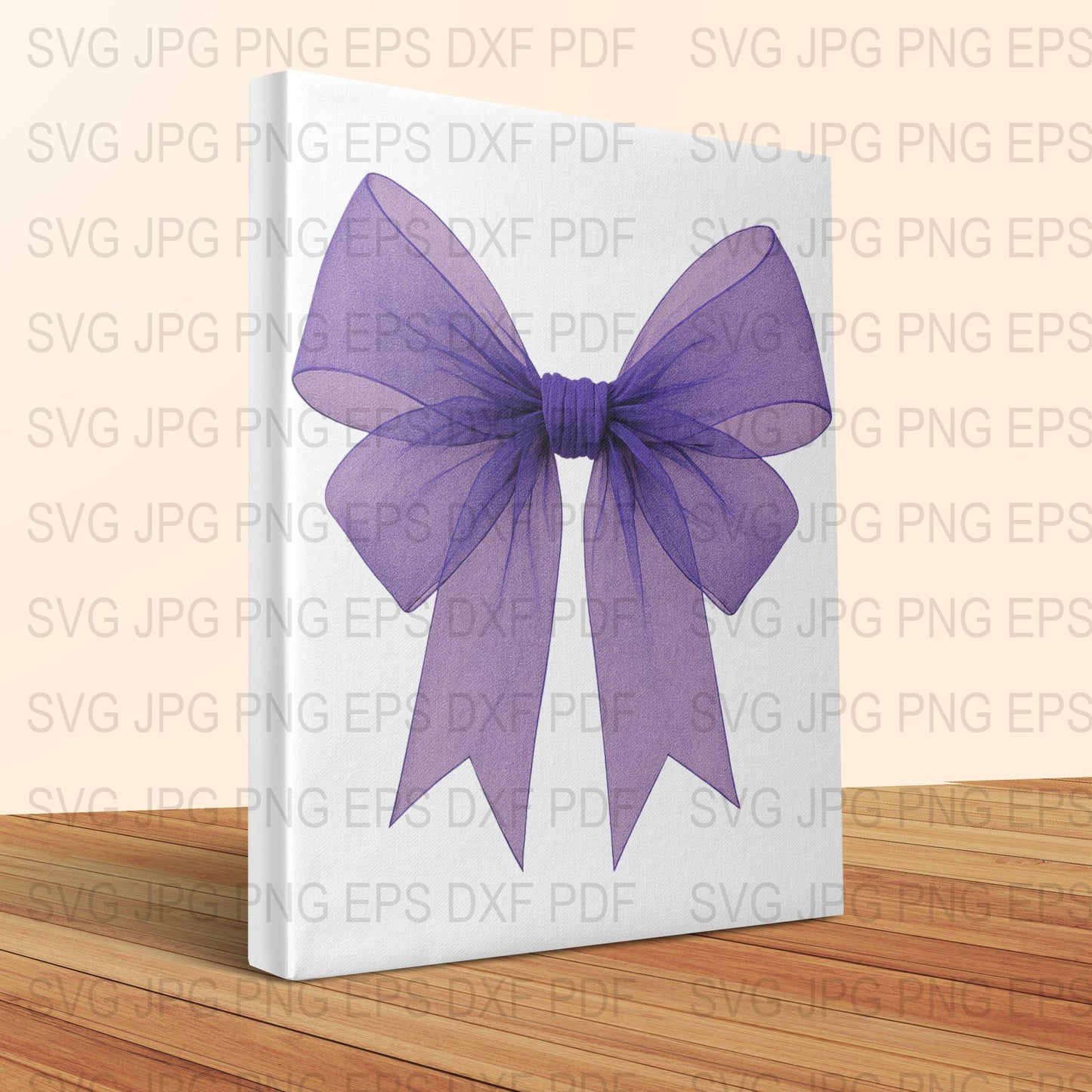 Purple Bow Canvas Print, Feminine Wall Art, Modern Home Decor, Elegant Gift Idea, High-Quality Print