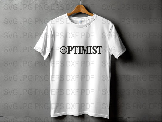 Optimist White T-Shirt, Minimalist Text Design, Casual Unisex Appare, Positive Message, Trendy Outfit