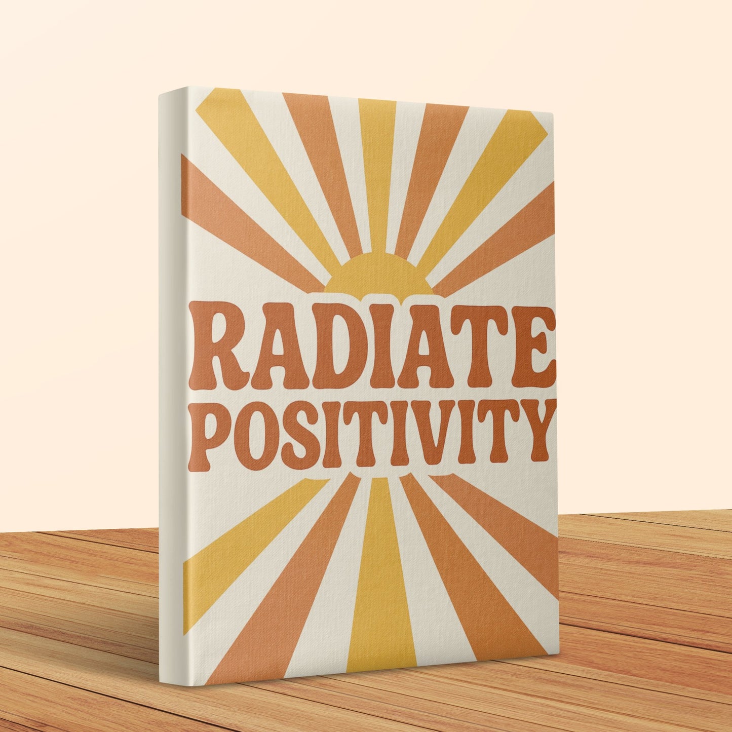 Radiate Positivity Canvas Wall Art, Inspirational Quote, Sunburst Design, Home Decor, Bright Colors, Modern Wall Hanging, Office Decor