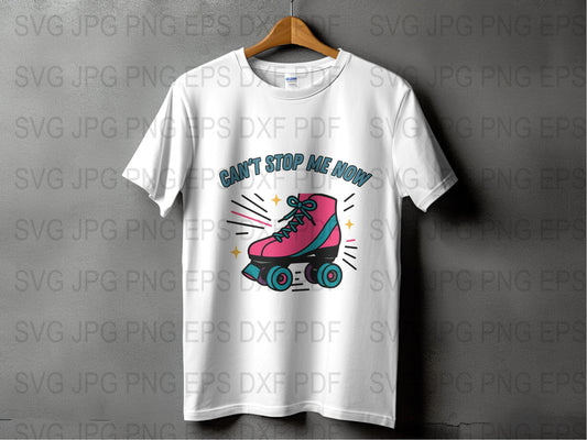 Retro Roller Skate T-Shirt, Can't Stop Me Now, Vintage Inspired Graphic Tee, Unisex Cotton Shirt