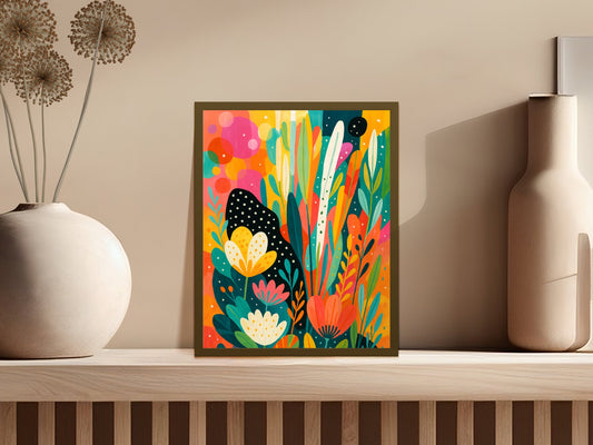 Colorful Abstract Floral Art Print, Vibrant Botanical Wall Decor, Modern Home Decoration