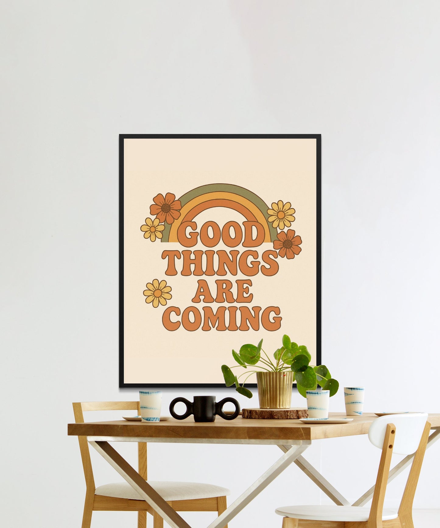 Inspirational Quote Wall Art, Good Things Are Coming Poster, Floral Decor Print for Home and Office