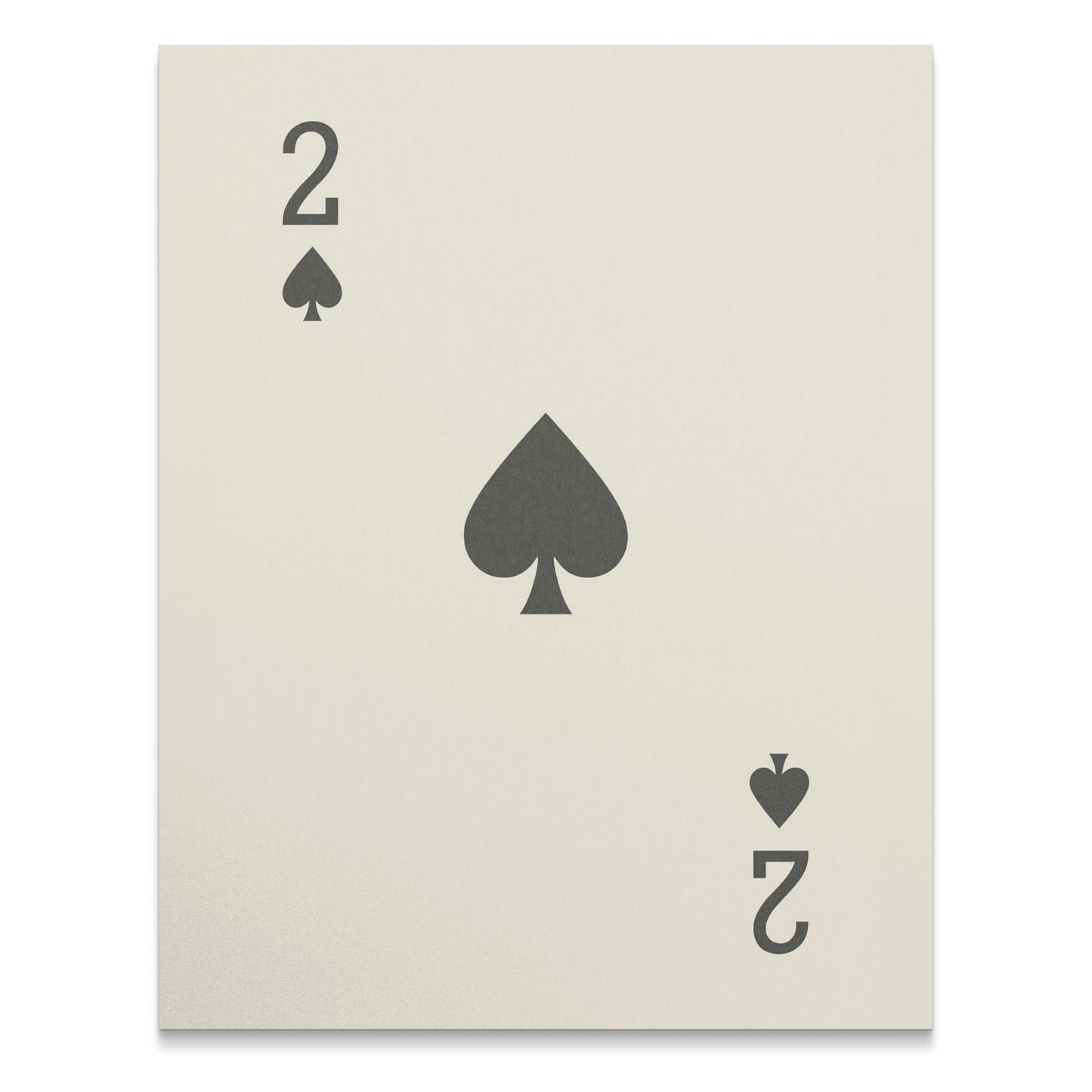 Vintage Two of Spades Playing Card, Minimalist Wall Art, Classic Card Decor, Game Room Artwork, Neutral Colors, Gift for Card Players