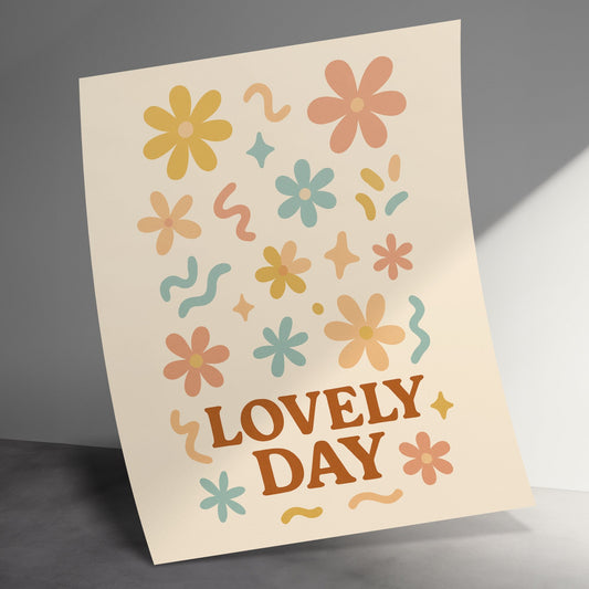 Lovely Day Greeting Card Pastel Floral Design Cheerful Notes Birthday Card Warm Wishes