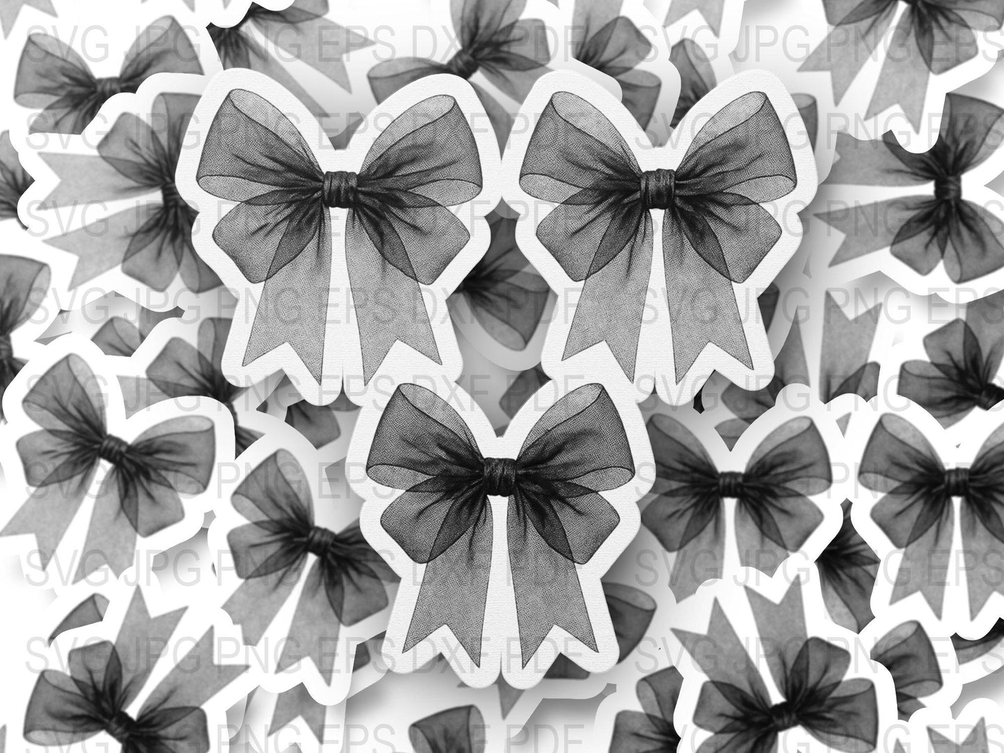 Black and White Bow Tie Pattern Clipart, Elegant Digital Download, Butterfly Bows Print, DIY Scrapbooking, Party Decorations, Craft Supplies