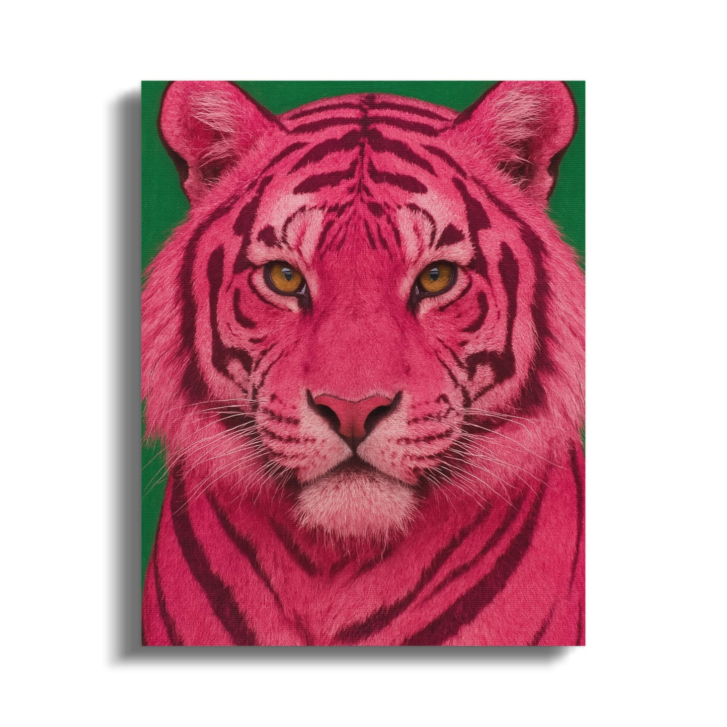 Pink Tiger Art Print, Vibrant Wildlife Portrait Poster, Exotic Animal Wall Decor, Bold Home Decoration