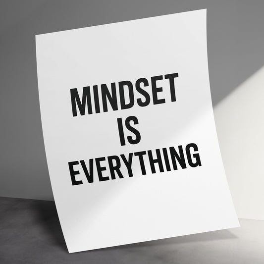 Mindset Is Everything Inspirational Poster, Motivational Wall Art, Office Decor, Modern Home Decoration, Black and White Print