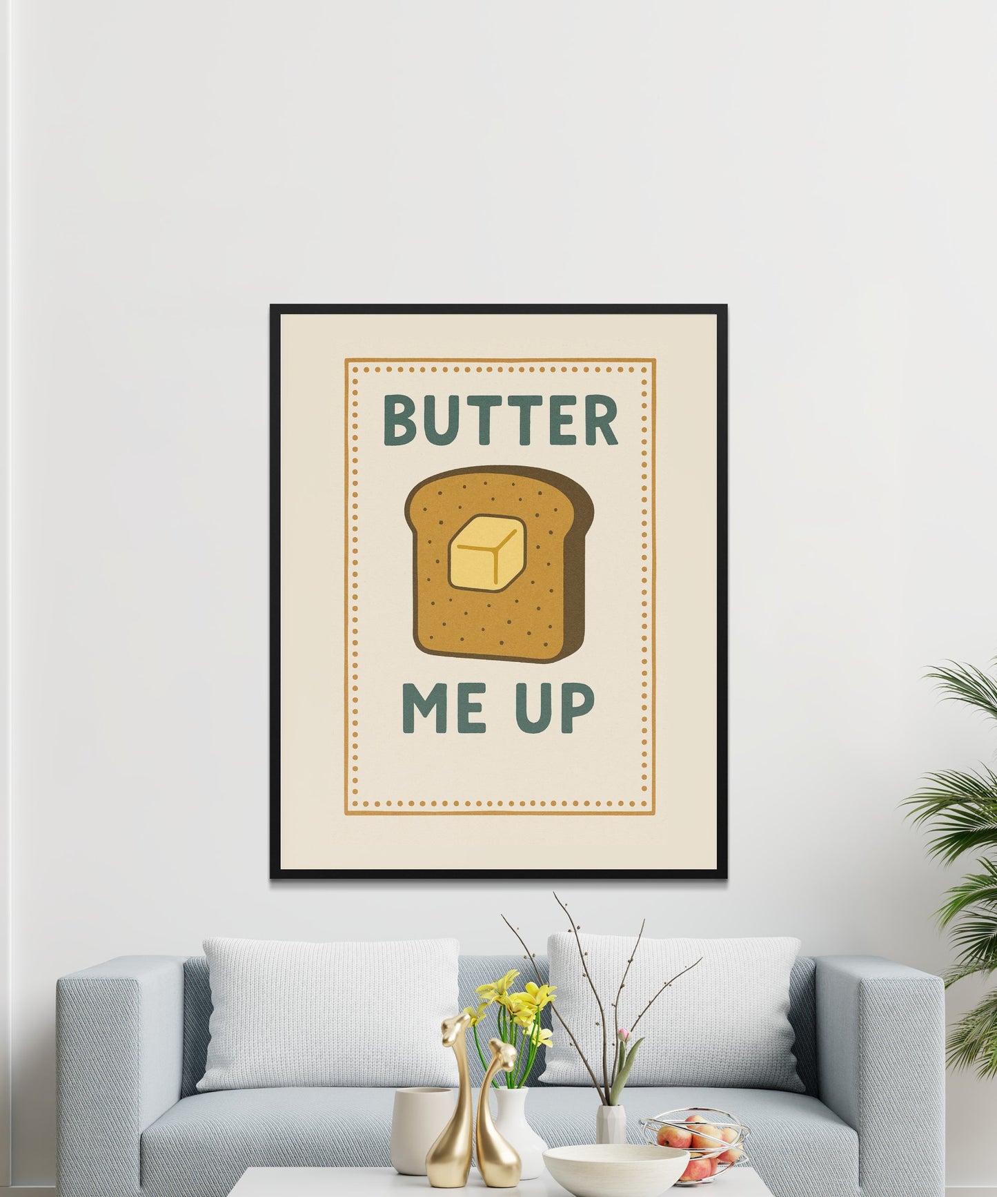 Butter Me Up Kitchen Wall Art, Retro Toast Poster, Vintage Style Home Decor, Food Art Print, Dining Room Decoration
