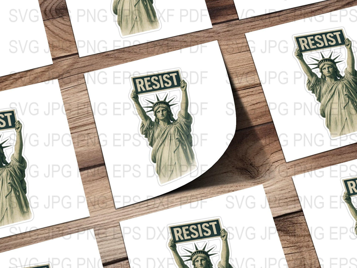 Resist Statue of Liberty Graphic Stickers, Feminist Decal, Laptop and Water Bottle Decor, Vinyl Sticker Pack of 4