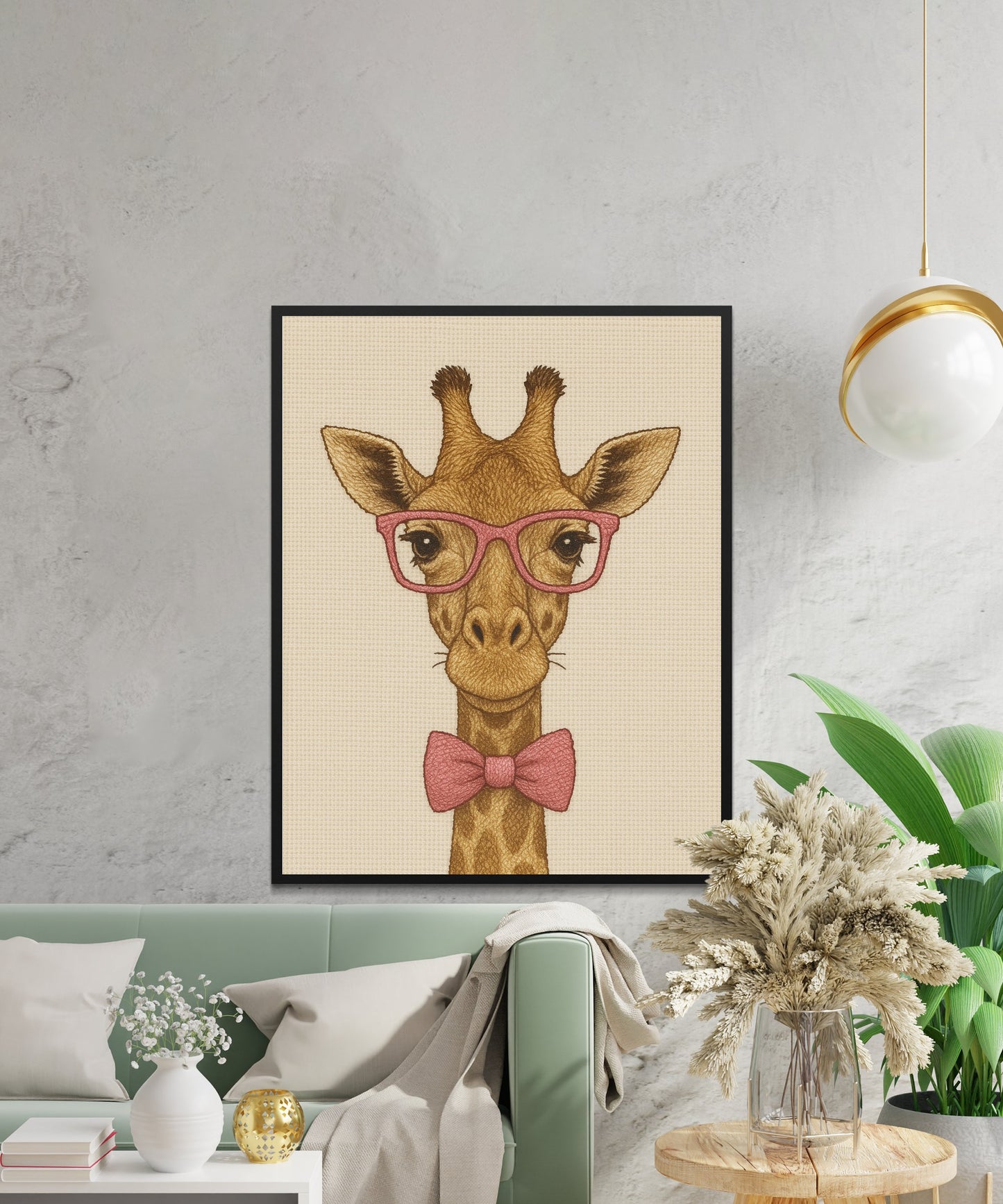 Cute Giraffe Art Print, Whimsical Glasses and Bow Tie, Nursery Wall Decor, Animal Poster