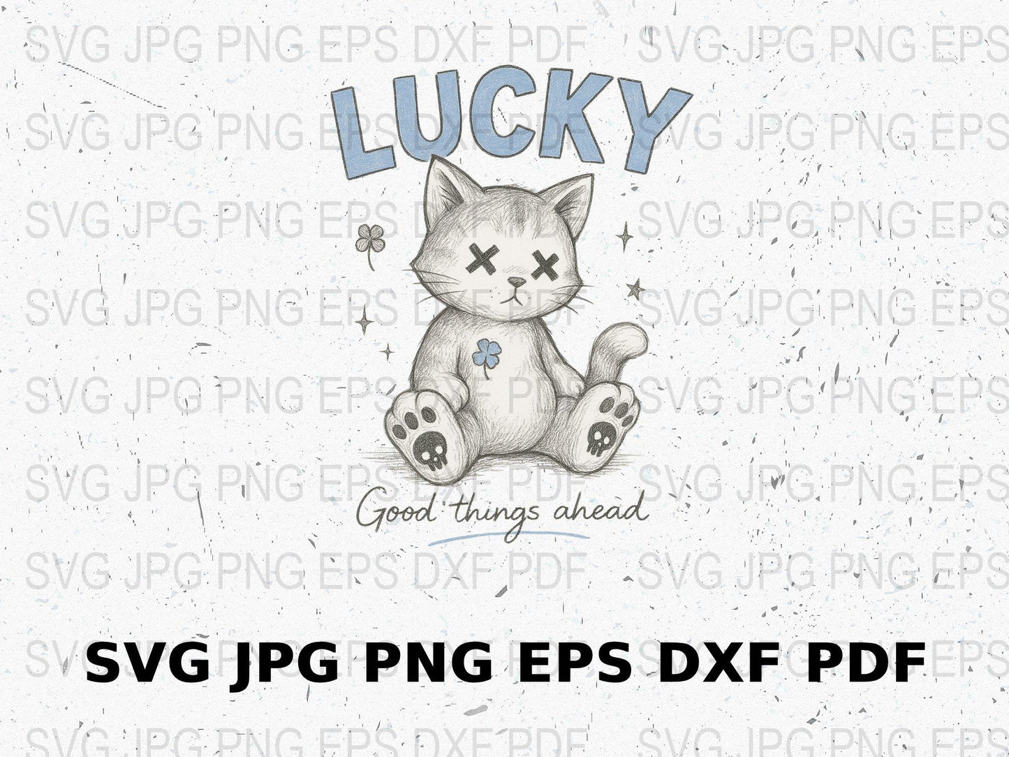 Lucky Cat SVG, Cute Kitten Clipart, Digital Download, DXF, PNG, EPS, JPG Files for Crafting