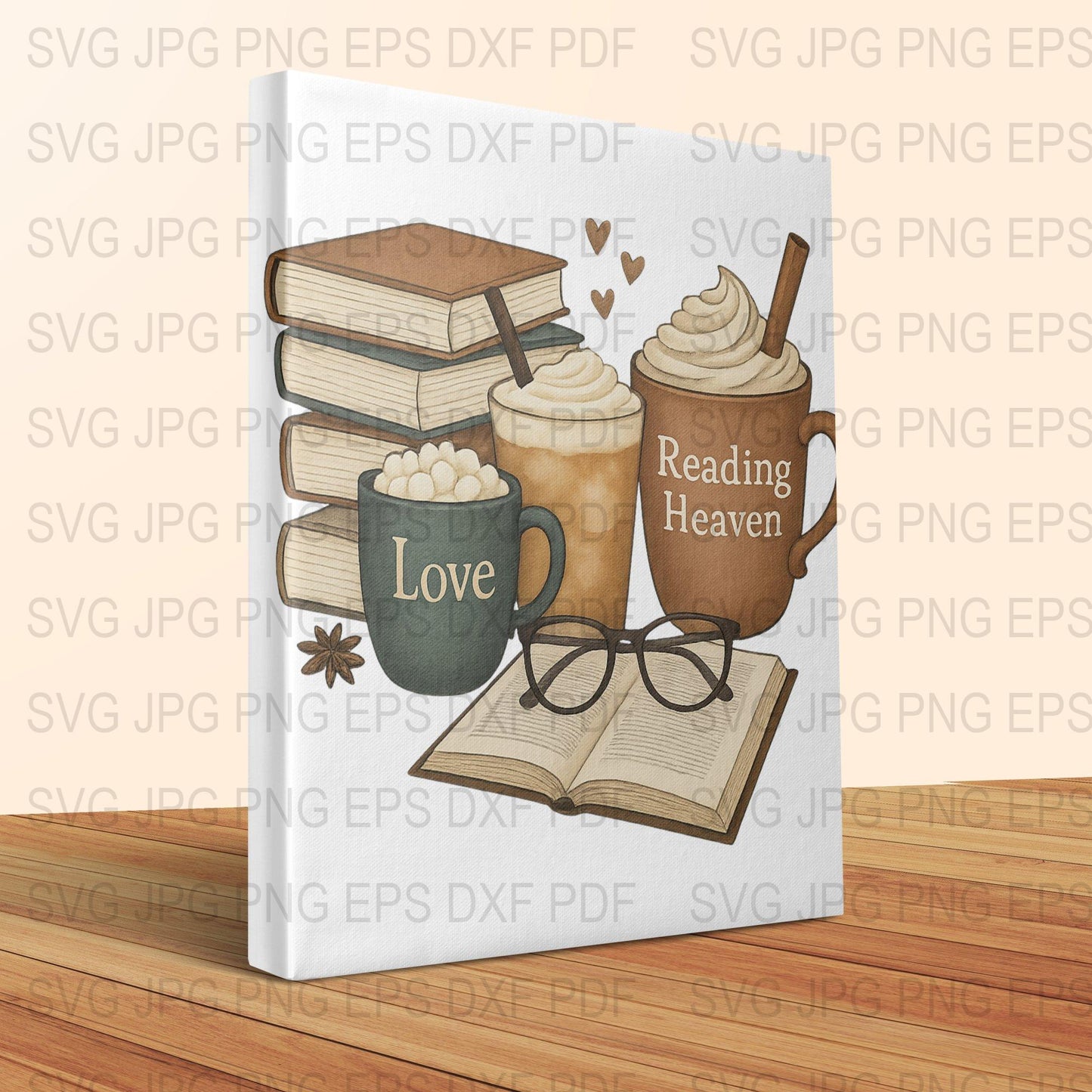 Coffee and Books SVG Bundle, Love Reading Clipart, Cozy Mugs Digital Files, Glasses and Book SVG, Fall Theme Crafting, Home Decor SVG