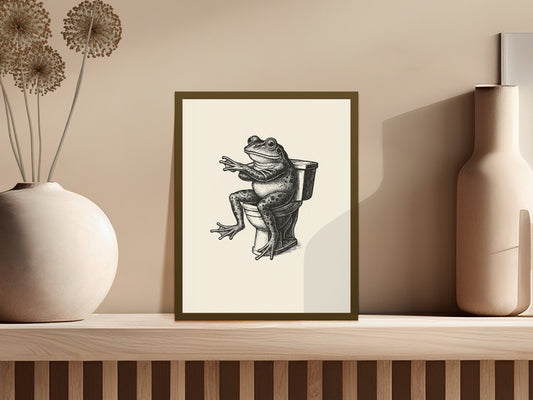 Vintage Frog Illustration Wall Art, Classic Animal Sketch, Home Decor Print, Unique Frog Drawing Poster, Naturalistic Style Decor