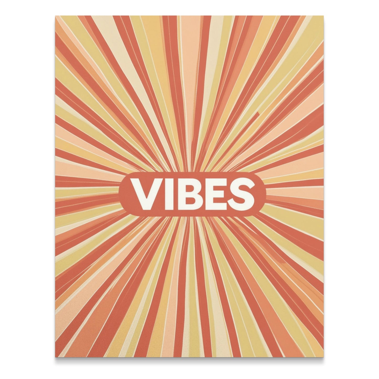 Retro Vibes Poster, Vintage Sunburst Design, Warm Colors Wall Art, Bold Typography Home Decor