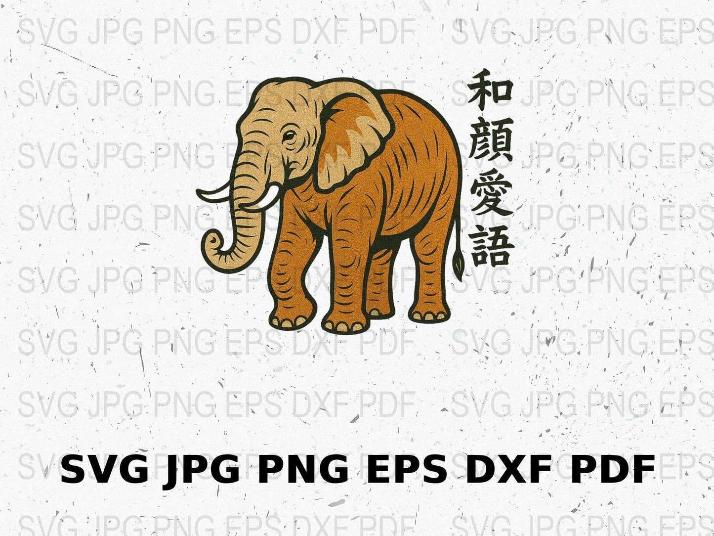 Elephant SVG, JPG, PNG, EPS, DXF, Vintage Elephant Clipart, Asian Inspired Design, Digital Download Files for Cricut and Silhouette