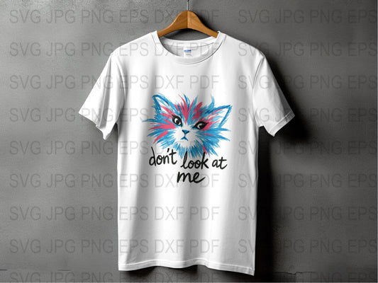Colorful Fox Graphic T-Shirt, 'Don't Look at Me' Quote, Casual Unisex Tee, Trendy Animal Design Shirt