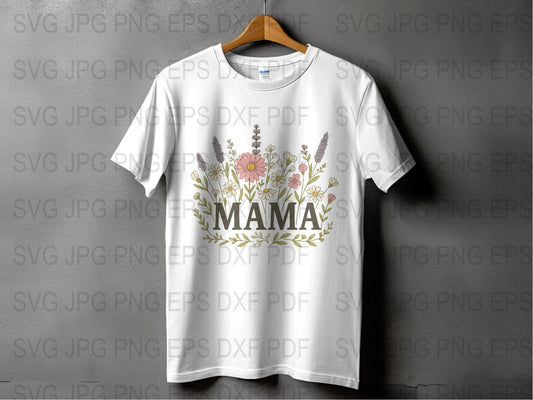 Mama Floral T-Shirt, Women's Spring Flowers Tee, Mother's Day Gift, Casual Boho Chic Top, Feminine Garden Apparel