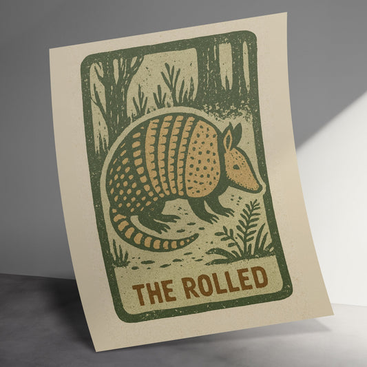 Vintage Armadillo Print Art Poster, Rustic Forest Animal Illustration, Nursery Wall Decor, Nature Inspired Home Artwork