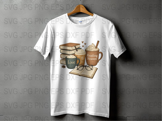 Cozy Reading T-Shirt, Book Lover Tee, Coffee Mug Graphic, Fall Bookworm Gifts, Comfortable Cotton Shirt, Unisex Adult Clothing