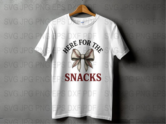 Funny Baseball T-Shirt, 'Here for The Snacks' Quote, Casual Sports Tee, Unisex Graphic Shirt, Game Day Apparel, Gift for Fans