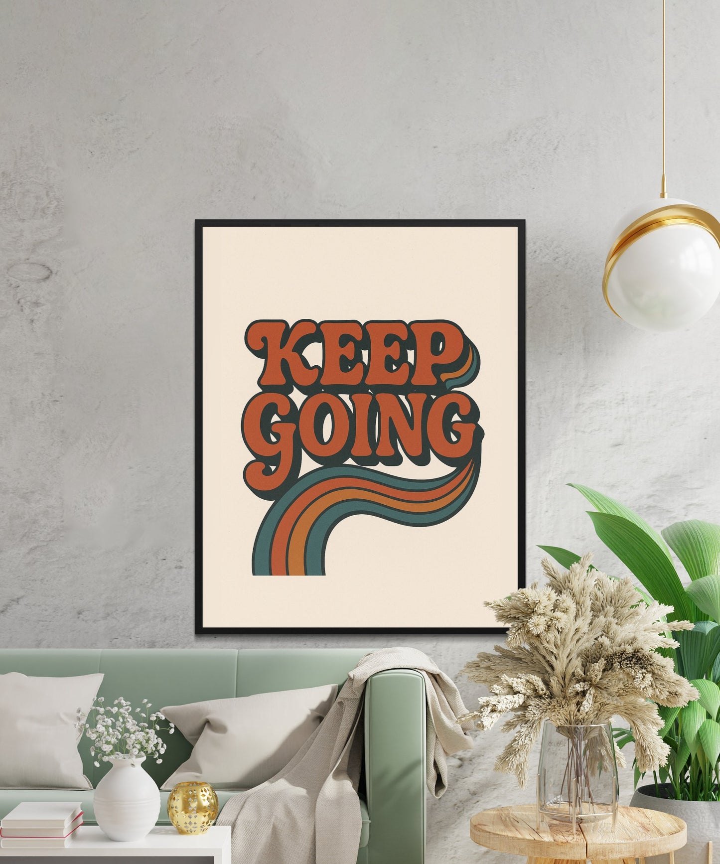Keep Going Inspirational Poster, Retro Style Wall Art, Home Decor Print, Motivational Quote Artwork