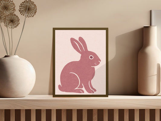 Modern Rabbit Silhouette Wall Art Print, Minimalist Bunny Poster, Nursery Decor, Animal Illustration, Home Decor Gift Idea