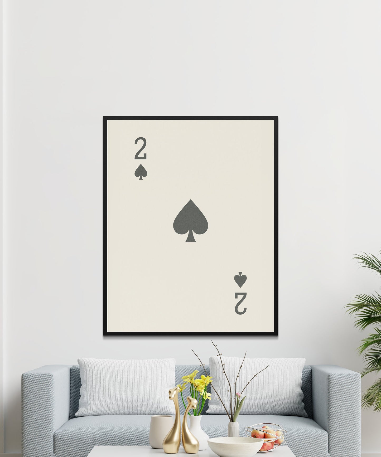 Modern Minimalist Playing Card Wall Art, Spade Two Poster, Stylish Game Room Decor, Contemporary Home Interior Design