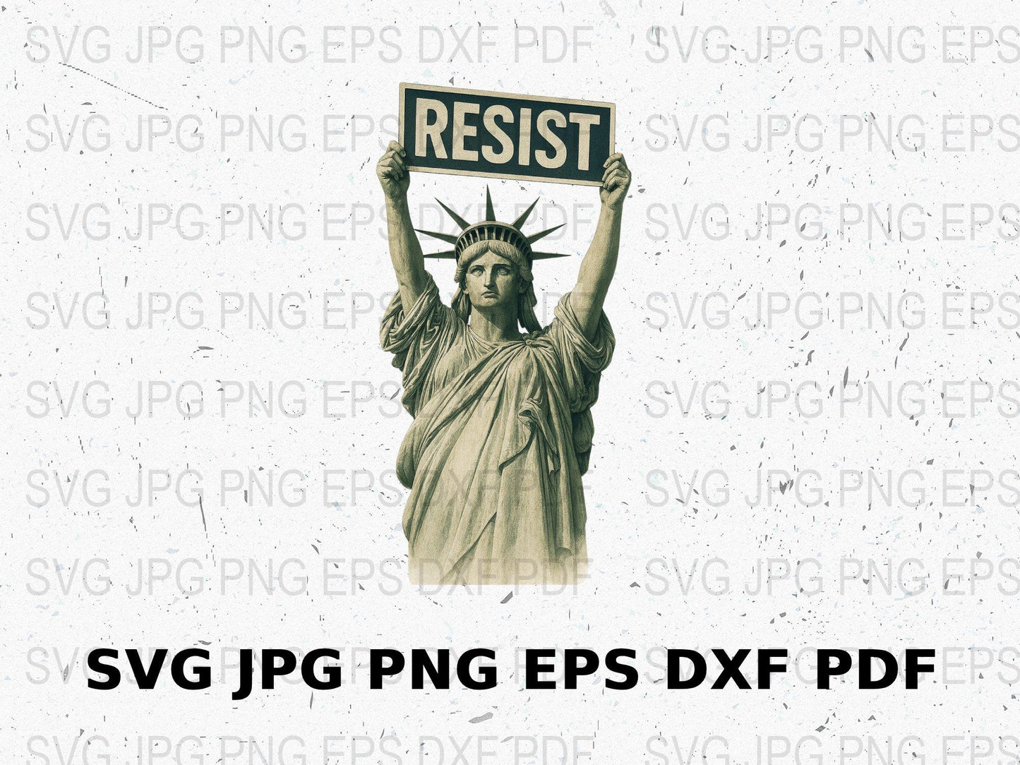 Statue of Liberty Resist Poster, Vintage Art Print, Digital Download SVG, PNG, JPG, EPS, DXF, PDF
