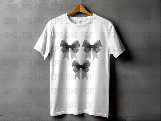 Women's Stylish White T-Shirt with Black Bow Print, Casual Summer Tee, Fashion Top