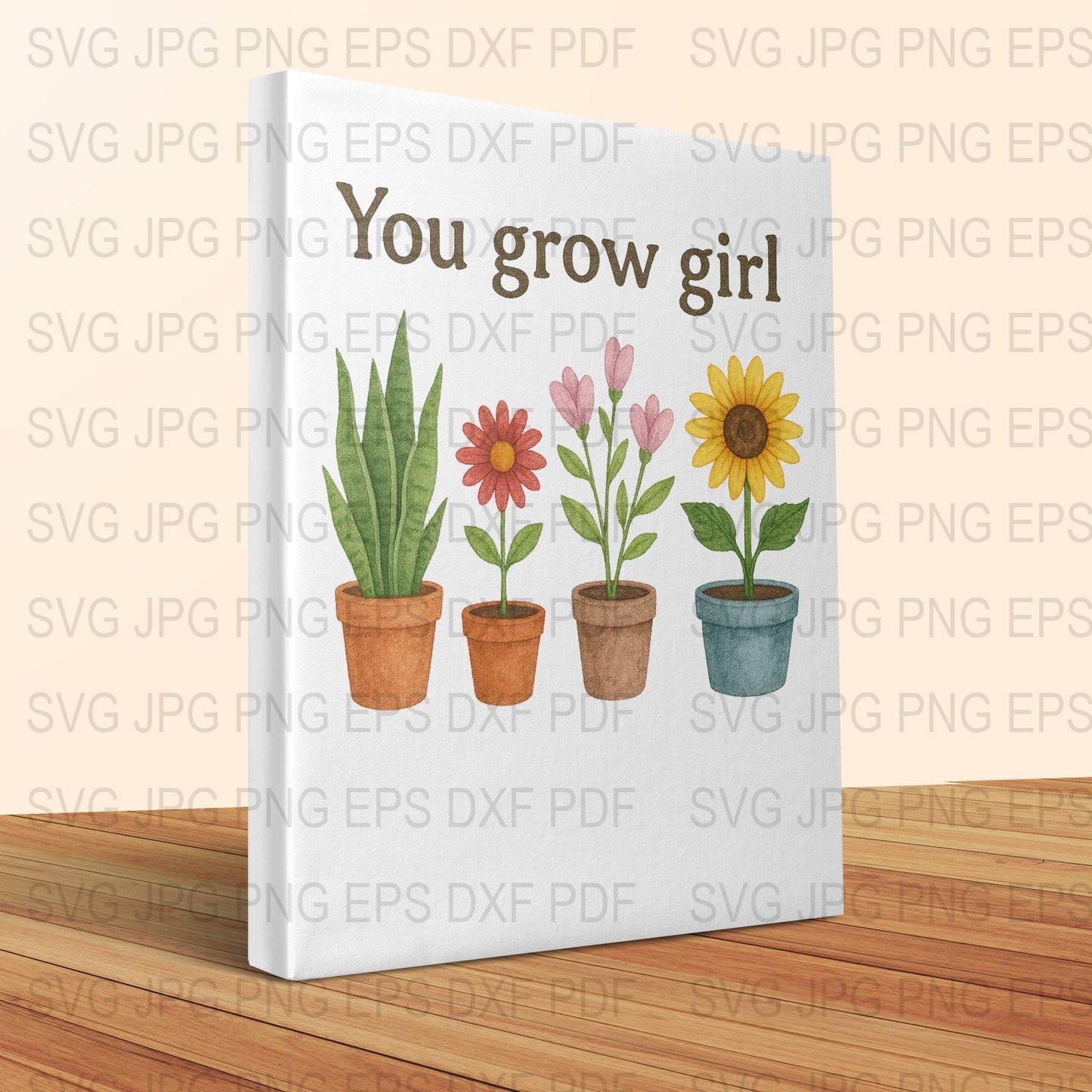 You Grow Girl SVG, Plant Lover Digital Download, Floral SVG Files, JPG, EPS, DXF, PDF, Crafting Files, DIY Project, Colorful Flower SVG