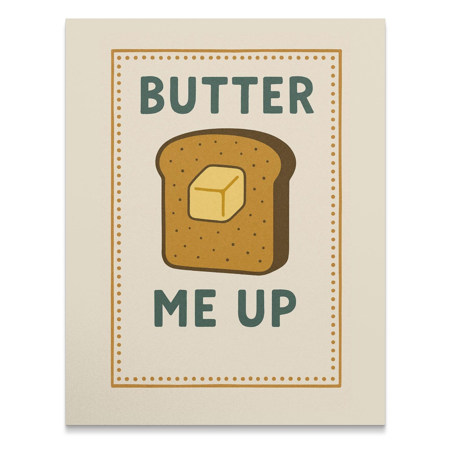 Vintage Butter Me Up Kitchen Poster, Retro Breakfast Decor, Food Illustration Wall Art, Mid-Century Modern Style, Gift for Cooks