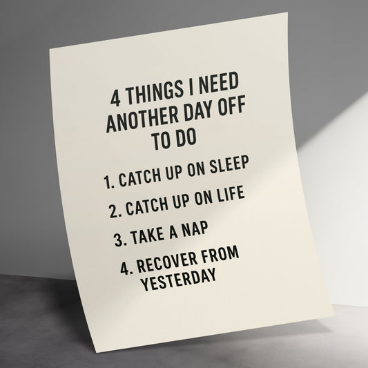 Funny To-Do List Poster, Catch Up On Sleep, Take A Nap, Office Humor Wall Art