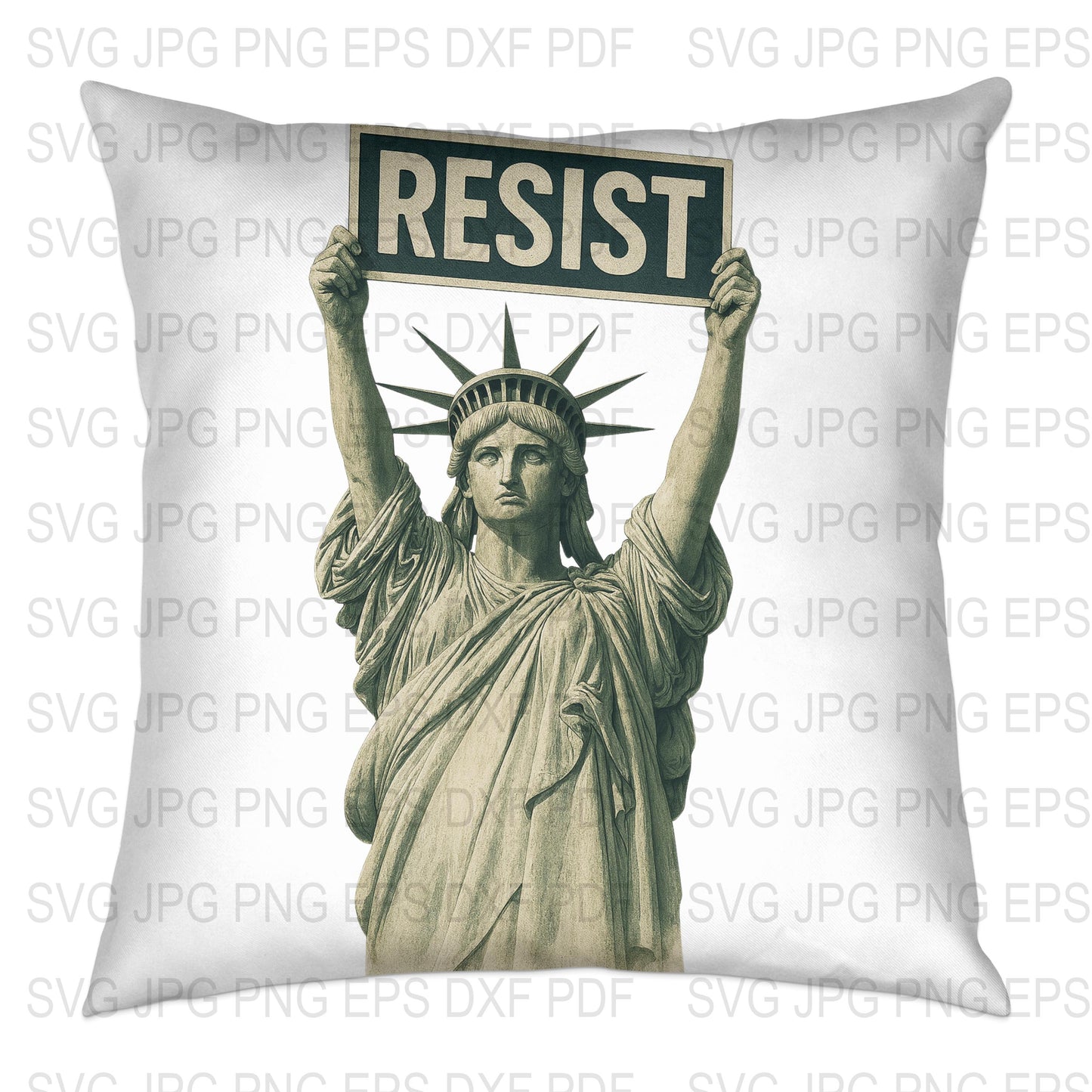 Resist Statue of Liberty Throw Pillow, Political Activist Home Decor, Vintage Style Cushion