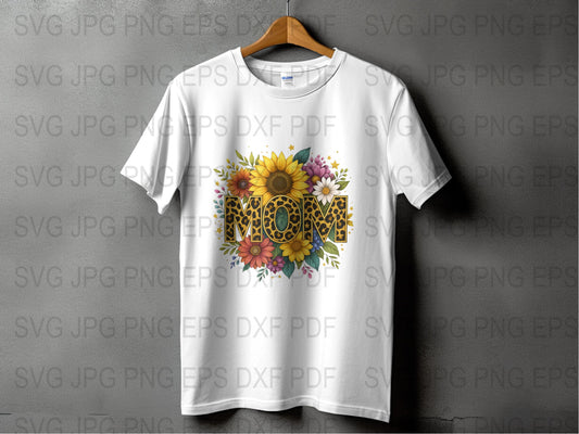 Floral Mom T-Shirt Sunflower Graphic Mother's Day Gift Women's Fashion Spring Tee Top