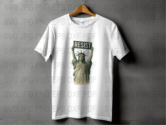 Resist Statue of Liberty Graphic T-Shirt, Bold Statement Unisex Cotton Tee, Trendy Political Activism Fashion Top