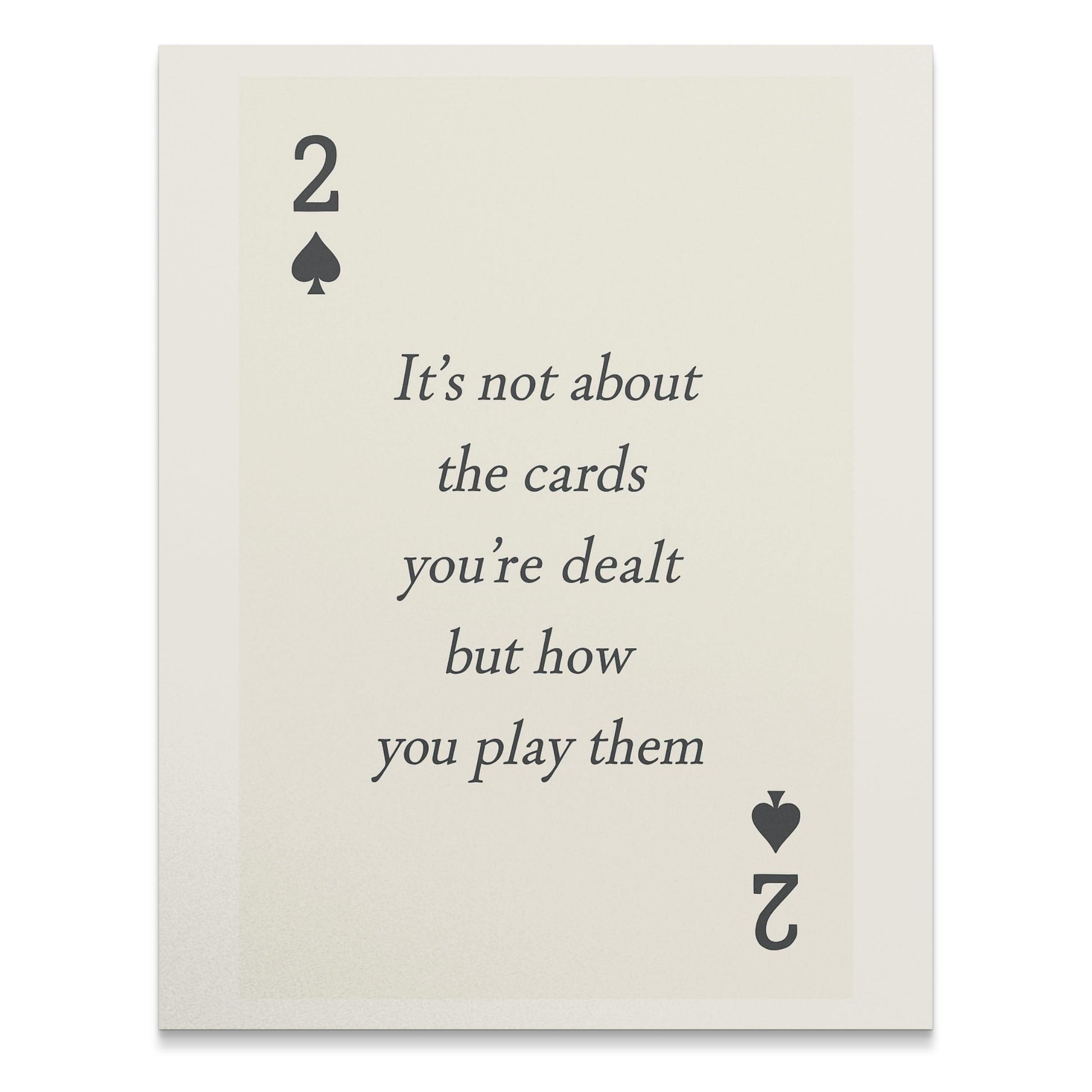 Inspirational Quote Wall Art, Spade Playing Card Poster, Beige Minimalist Decor, Motivational Typography Print