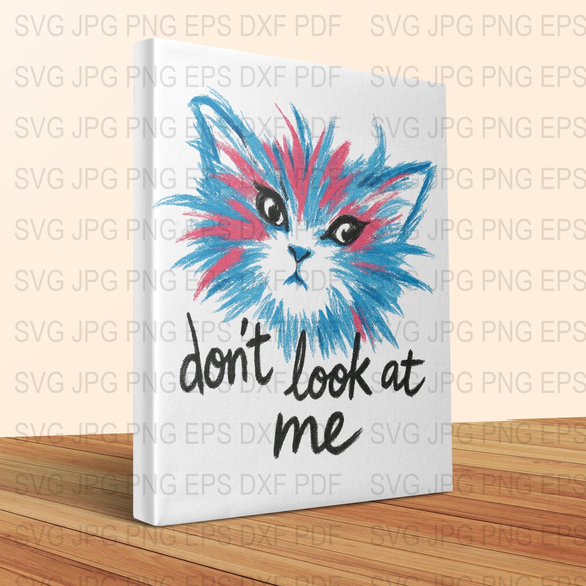 Colorful Cat Art Canvas Print, Modern Abstract Feline Wall Decor, Home Interior Design, Animal Lover Gift, Unique Pet Illustration