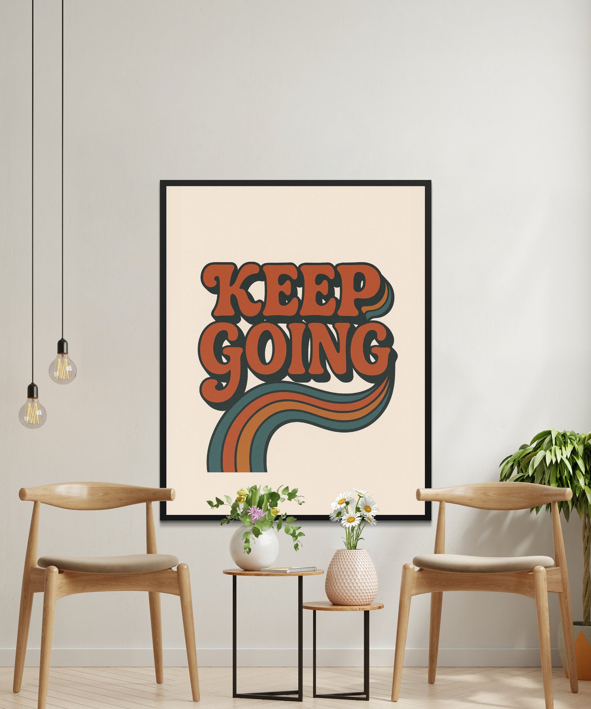 Keep Going Motivational Poster, Retro Style Typography Art Print, Home Office Wall Decor, Inspirational Quote Artwork