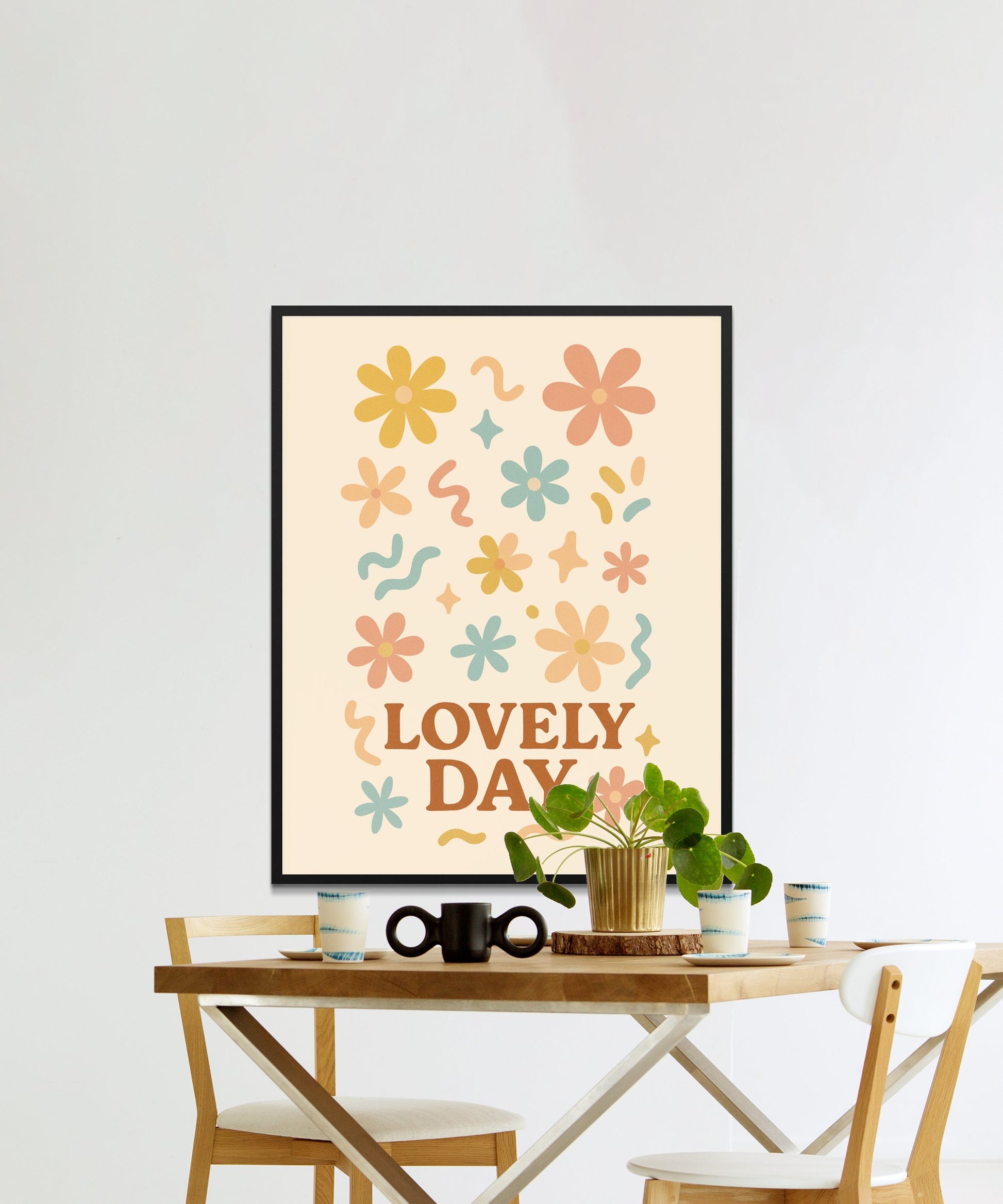 Lovely Day Floral Wall Art Print, Colorful Spring Flowers Poster, Modern Home Decor, Living Room Wall Hanging