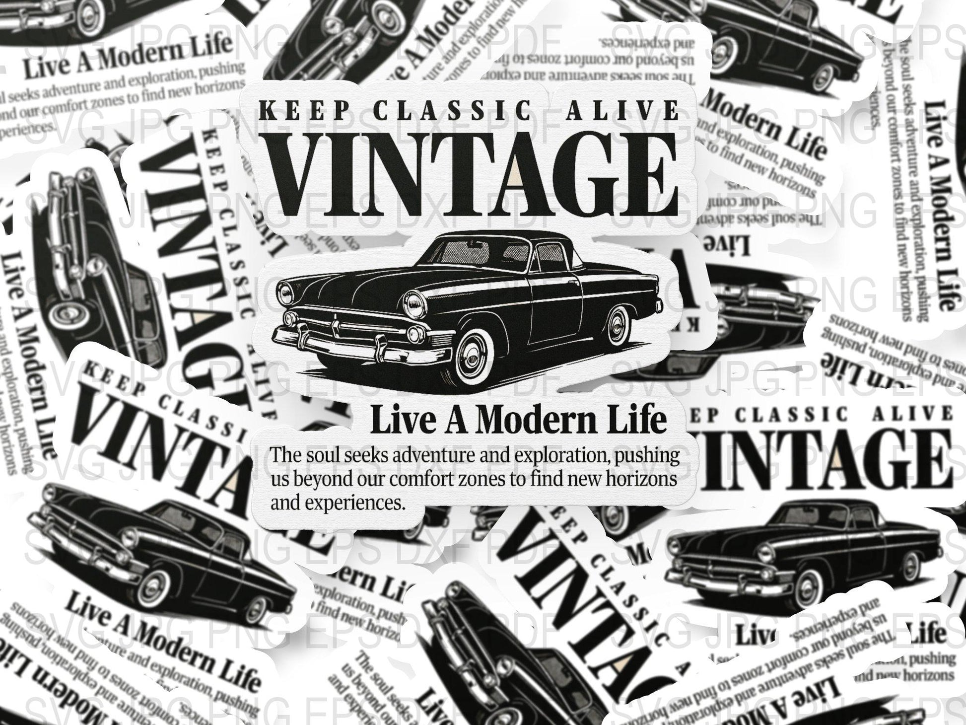 Vintage Car Poster, Classic Car Art Print, Retro Automobile Wall Decor, Black and White Motivational Quote