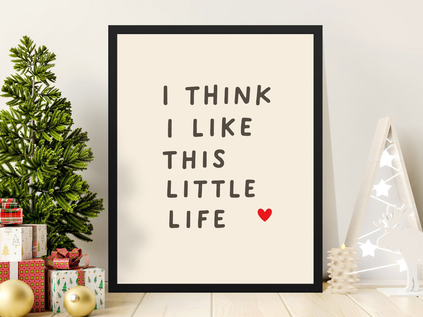 Modern Inspirational Quote Wall Art, Black Frame, Minimalist Home Decor, Typography Poster with Text and Heart