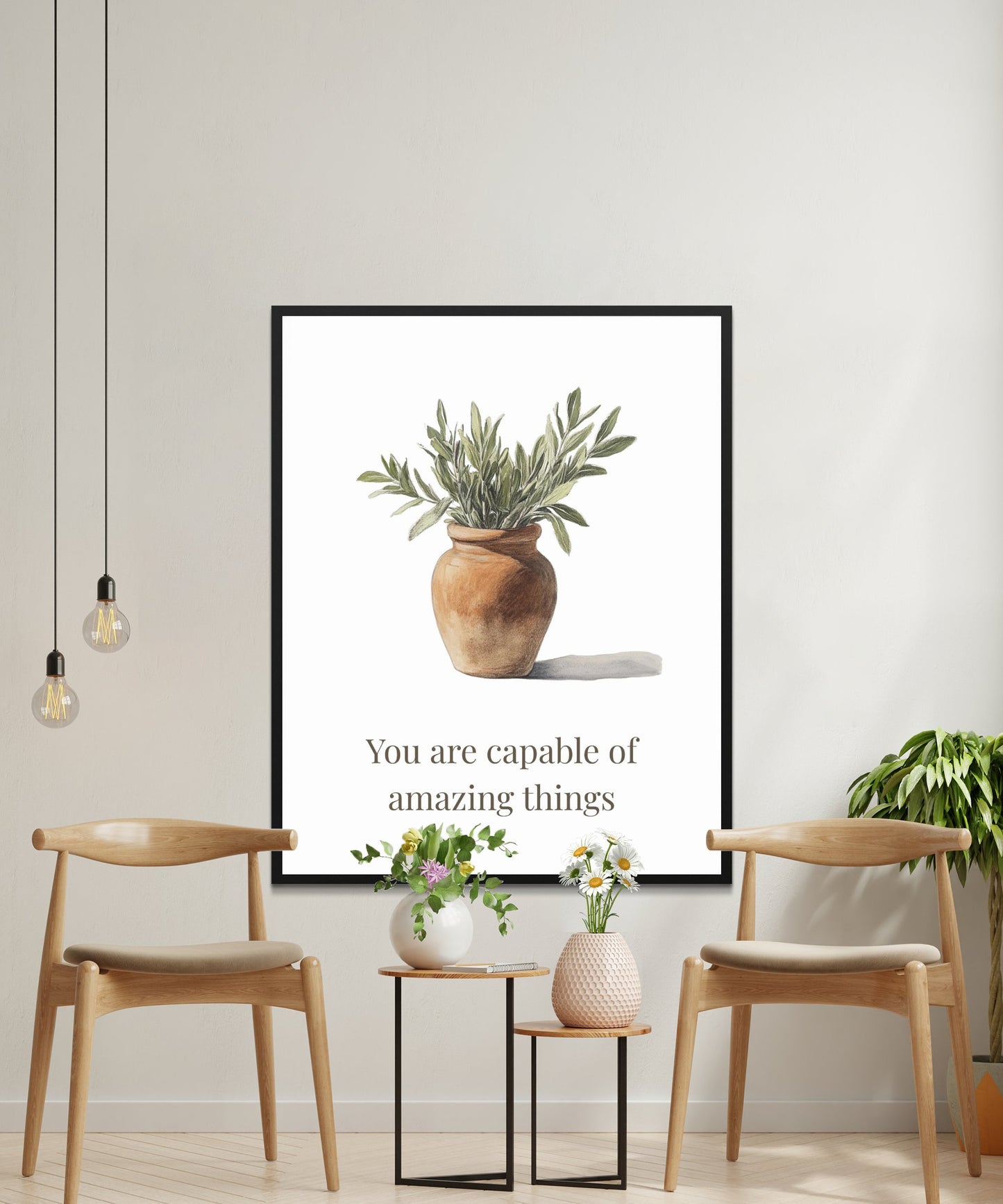Inspirational Quote Wall Art, Olive Plant Pot Print, Modern Home Decor, Living Room Poster