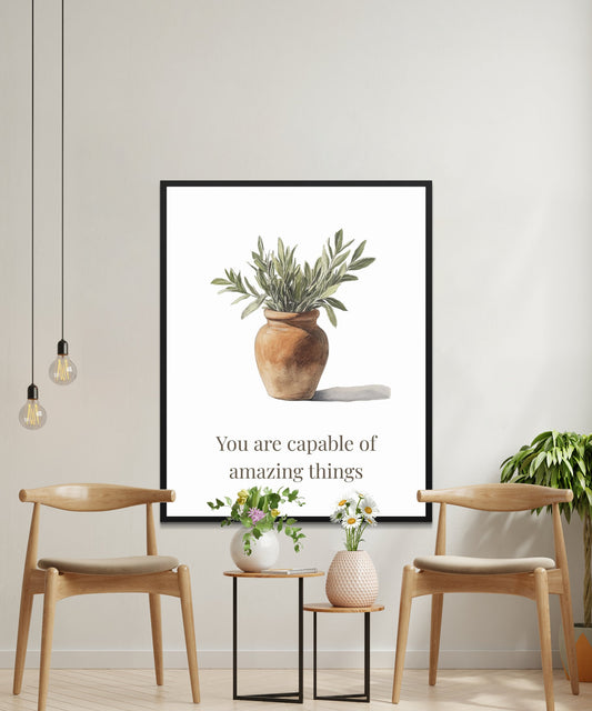 Inspirational Quote Wall Art, Olive Plant Pot Print, Modern Home Decor, Living Room Poster