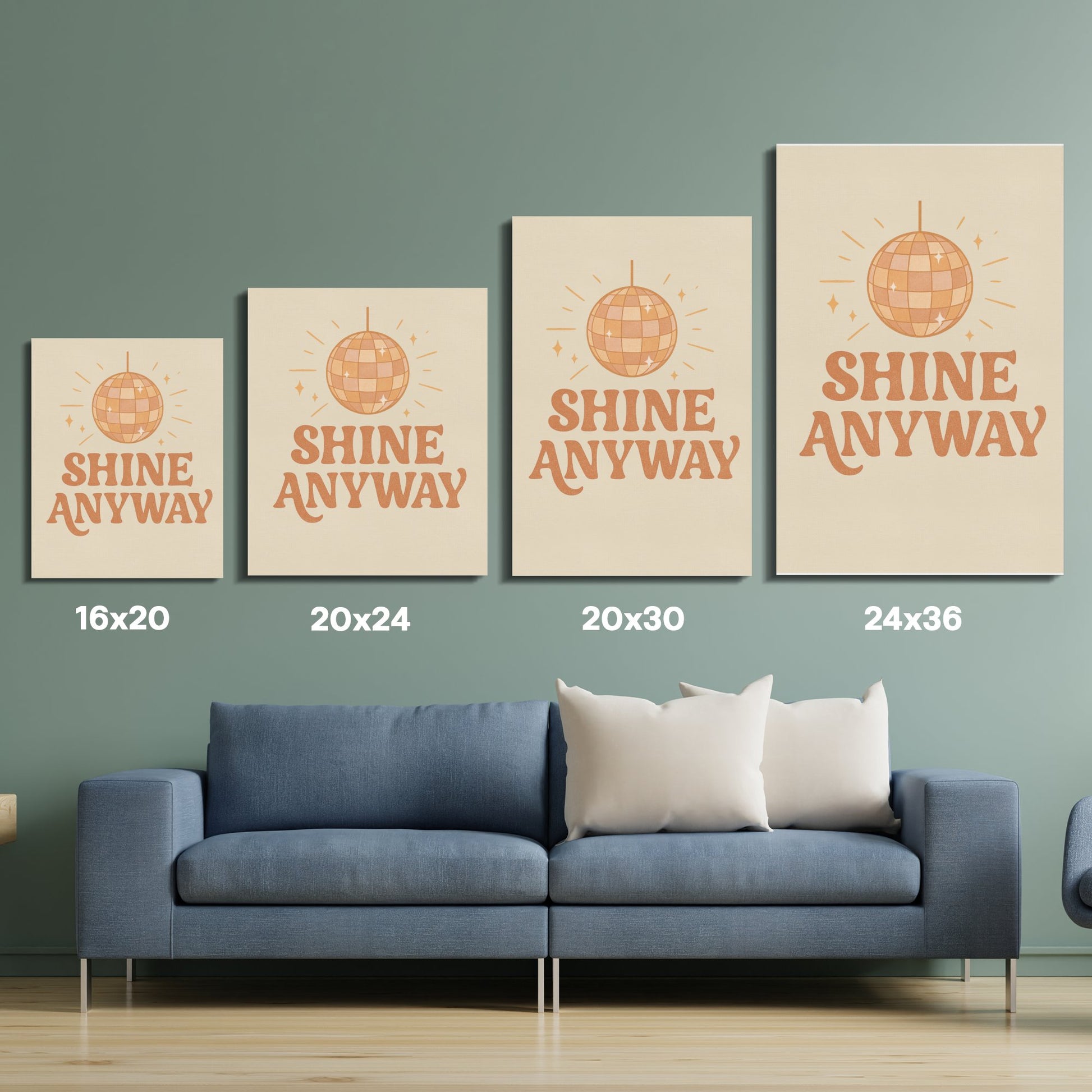 Shine Anyway Inspirational Quote Wall Art, Modern Home Decor, Set of Four Canvas Prints, Multiple Sizes Available