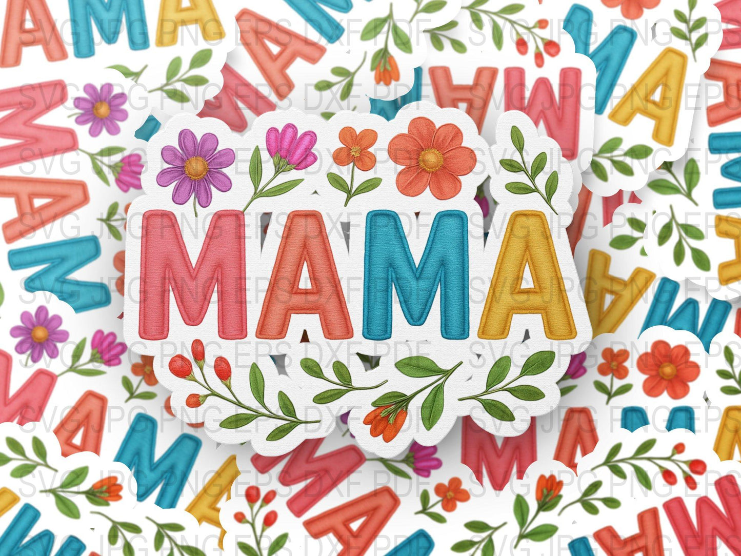 Mama Floral Letters Mother's Day Gift, Colorful Wooden Alphabet Decor, Hand-Painted Wall Art