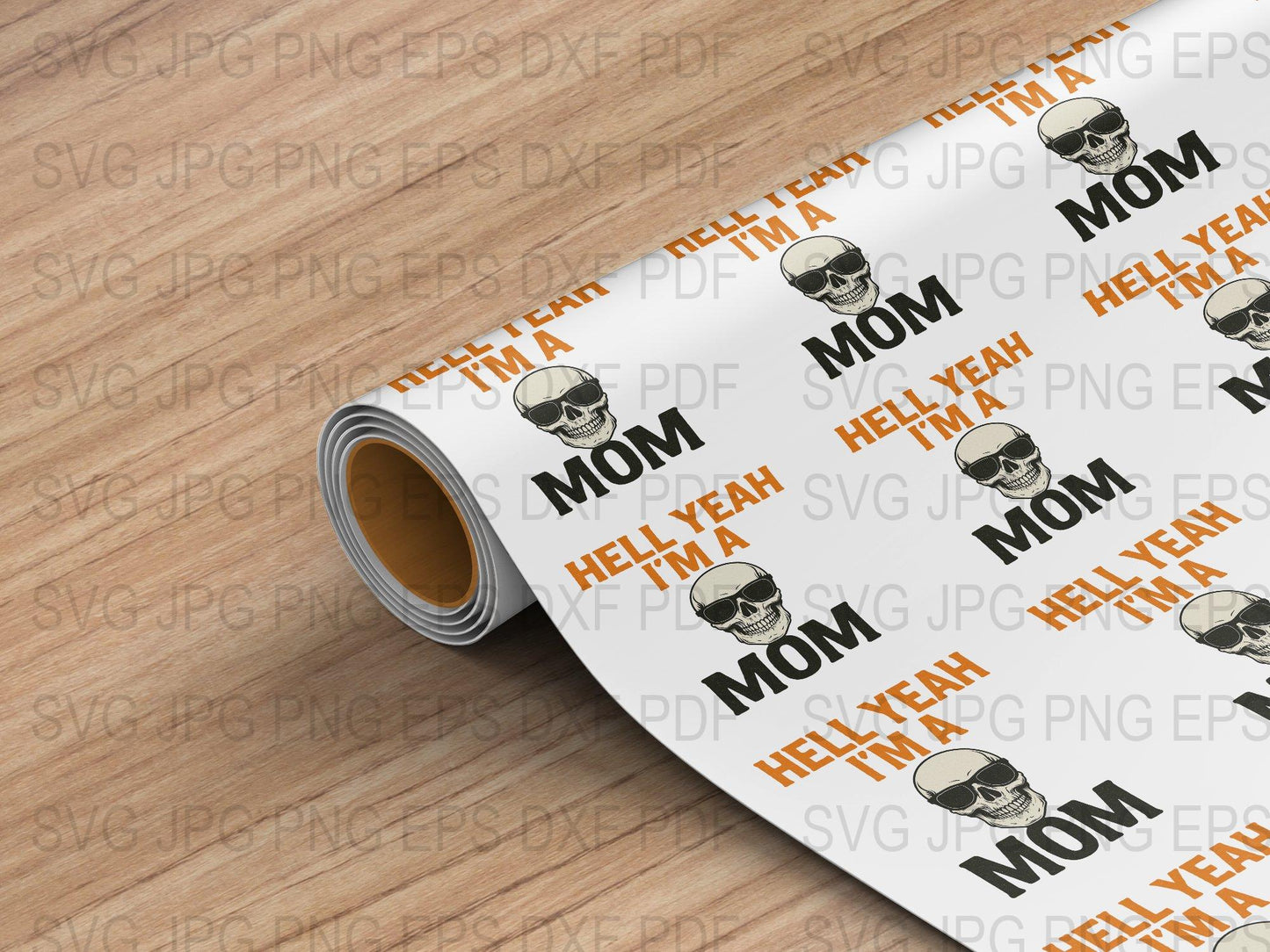Skull Mom Hell Yeah Vinyl Sticker Roll, Rocker Graphic Decals, DIY Project Supplies, Feminist Punk Style Stickers, Unique Gift for Moms