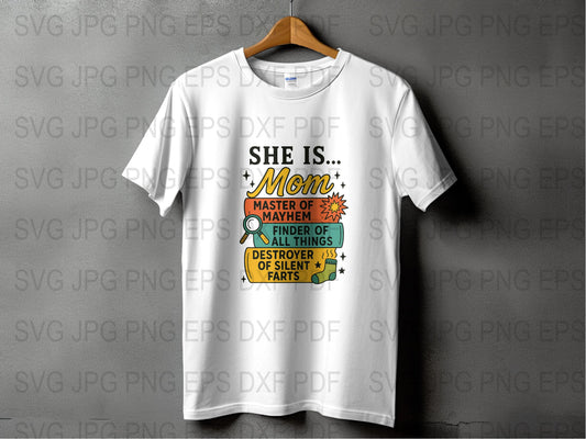 Funny Mom T-Shirt, Mother's Day Gift, Master of Mayhem, Finder of All Things, Graphic Tee for Women